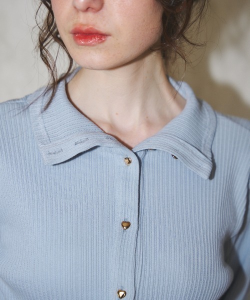 MIRO AMURETTE（ミロアミュレット）の「2way heart button cardigan/ハートボタンカーディガン（カーディガン/ボレロ・レディース・ライトブルー/モカ・FREE）」の12枚目の写真