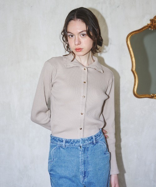 MIRO AMURETTE（ミロアミュレット）の「2way heart button cardigan/ハートボタンカーディガン（カーディガン/ボレロ・レディース・ライトブルー/モカ・FREE）」の8枚目の写真