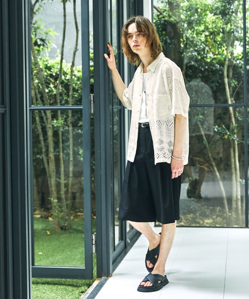 EMMA CLOTHES（エマクローズ）の「レースアミ ボックスルーズシルエットS/Sシャツ EMMA CLOTHES（シャツ/ブラウス・メンズ・アイボリー/ブラウン/ブラック・L/M）」の22枚目の写真