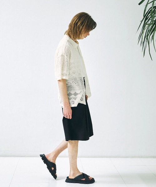 EMMA CLOTHES（エマクローズ）の「レースアミ ボックスルーズシルエットS/Sシャツ EMMA CLOTHES（シャツ/ブラウス・メンズ・アイボリー/ブラウン/ブラック・L/M）」の9枚目の写真