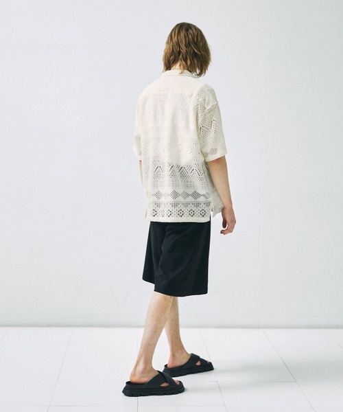 EMMA CLOTHES（エマクローズ）の「レースアミ ボックスルーズシルエットS/Sシャツ EMMA CLOTHES（シャツ/ブラウス・メンズ・アイボリー/ブラウン/ブラック・L/M）」の11枚目の写真