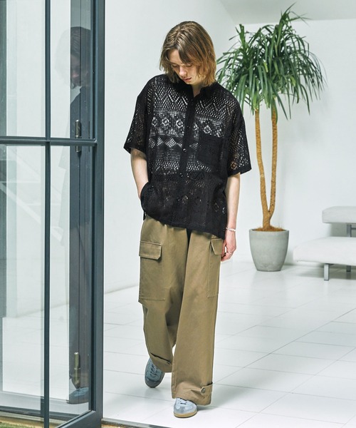 EMMA CLOTHES（エマクローズ）の「レースアミ ボックスルーズシルエットS/Sシャツ EMMA CLOTHES（シャツ/ブラウス・メンズ・アイボリー/ブラウン/ブラック・L/M）」の20枚目の写真