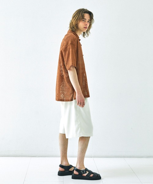 EMMA CLOTHES（エマクローズ）の「レースアミ ボックスルーズシルエットS/Sシャツ EMMA CLOTHES（シャツ/ブラウス・メンズ・アイボリー/ブラウン/ブラック・L/M）」の17枚目の写真