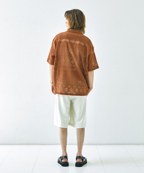 EMMA CLOTHES（エマクローズ）の「レースアミ ボックスルーズシルエットS/Sシャツ EMMA CLOTHES（シャツ/ブラウス・メンズ・アイボリー/ブラウン/ブラック・L/M）」の18枚目の写真