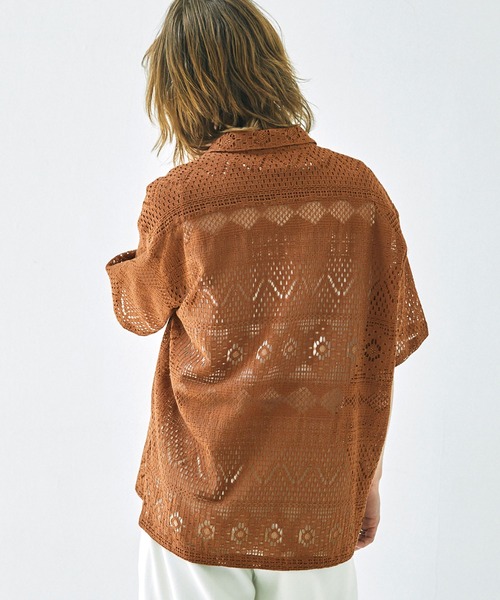 EMMA CLOTHES（エマクローズ）の「レースアミ ボックスルーズシルエットS/Sシャツ EMMA CLOTHES（シャツ/ブラウス・メンズ・アイボリー/ブラウン/ブラック・L/M）」の19枚目の写真