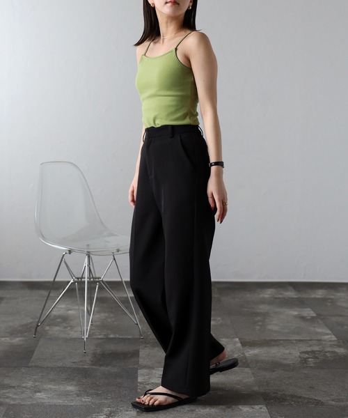 Bonjour Sagan（ボンジュールサガン）の「カップ付きダブルストラップキャミソール（キャミソール・レディース・ブラック/サックスブルー/ブラウン/グリーン/ライトグリーン/テラコッタ/キナリ・FREE）」の15枚目の写真