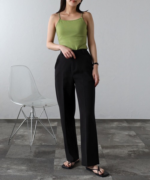 Bonjour Sagan（ボンジュールサガン）の「カップ付きダブルストラップキャミソール（キャミソール・レディース・ブラック/サックスブルー/ブラウン/グリーン/ライトグリーン/テラコッタ/キナリ・FREE）」の17枚目の写真