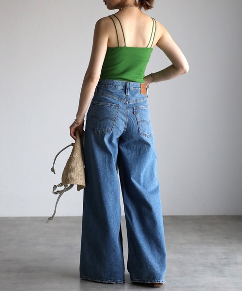 Bonjour Sagan（ボンジュールサガン）の「カップ付きダブルストラップキャミソール（キャミソール・レディース・ブラック/サックスブルー/ブラウン/グリーン/ライトグリーン/テラコッタ/キナリ・FREE）」の11枚目の写真