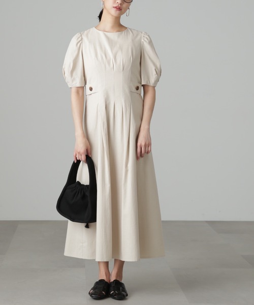 FREE'S MART(フリーズマート)の「◆麻調サイドボタンワンピース(ワンピース・レディース・ベージュ/オレンジ/ブルー・SMALL/MEDIUM)」の8枚目の写真