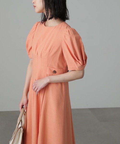 FREE'S MART(フリーズマート)の「◆麻調サイドボタンワンピース(ワンピース・レディース・ベージュ/オレンジ/ブルー・SMALL/MEDIUM)」の13枚目の写真