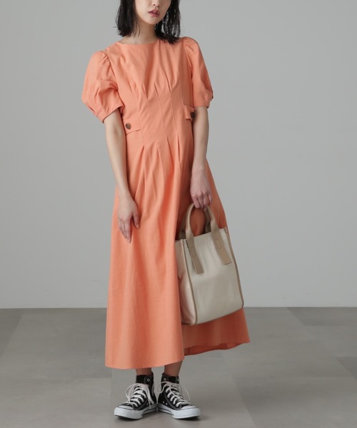 FREE'S MART(フリーズマート)の「◆麻調サイドボタンワンピース(ワンピース・レディース・ベージュ/オレンジ/ブルー・SMALL/MEDIUM)」の18枚目の写真