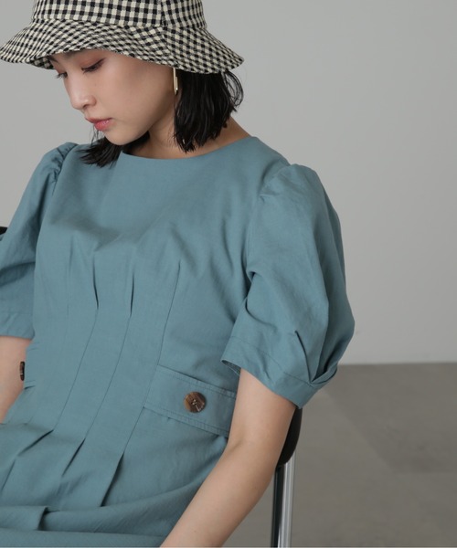 FREE'S MART(フリーズマート)の「◆麻調サイドボタンワンピース(ワンピース・レディース・ベージュ/オレンジ/ブルー・SMALL/MEDIUM)」の14枚目の写真