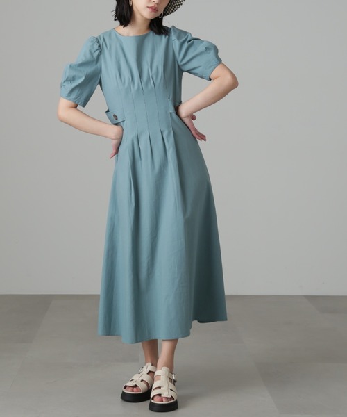 FREE'S MART(フリーズマート)の「◆麻調サイドボタンワンピース(ワンピース・レディース・ベージュ/オレンジ/ブルー・SMALL/MEDIUM)」の6枚目の写真