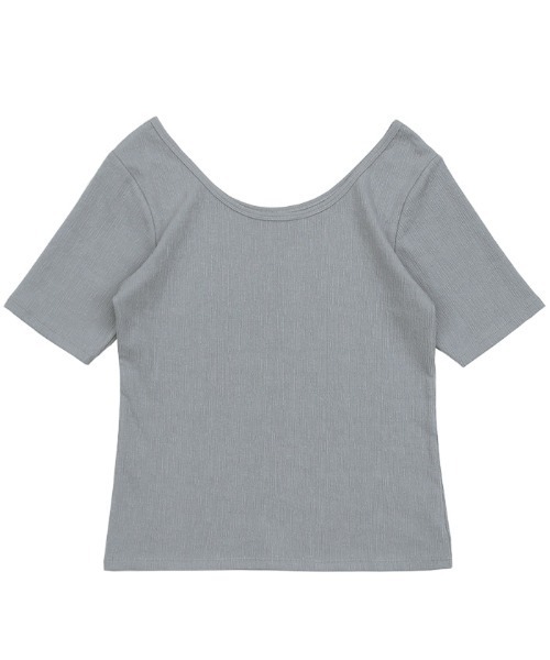 select MOCA（セレクトモカ）の「バレエネックハーフスリーブカットソー<華奢見え>（Tシャツ/カットソー・レディース・グレイッシュブルー/アイボリー/ブラック/グリーン/ネイビー・FREE/SMALL）」の11枚目の写真