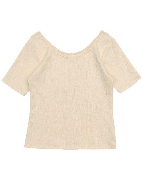 select MOCA（セレクトモカ）の「バレエネックハーフスリーブカットソー<華奢見え>（Tシャツ/カットソー・レディース・グレイッシュブルー/アイボリー/ブラック/グリーン/ネイビー・FREE/SMALL）」の10枚目の写真