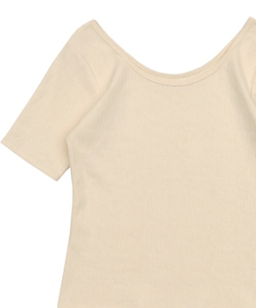select MOCA（セレクトモカ）の「バレエネックハーフスリーブカットソー<華奢見え>（Tシャツ/カットソー・レディース・グレイッシュブルー/アイボリー/ブラック/グリーン/ネイビー・FREE/SMALL）」の14枚目の写真