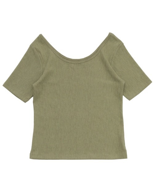 select MOCA（セレクトモカ）の「バレエネックハーフスリーブカットソー<華奢見え>（Tシャツ/カットソー・レディース・グレイッシュブルー/アイボリー/ブラック/グリーン/ネイビー・FREE/SMALL）」の19枚目の写真