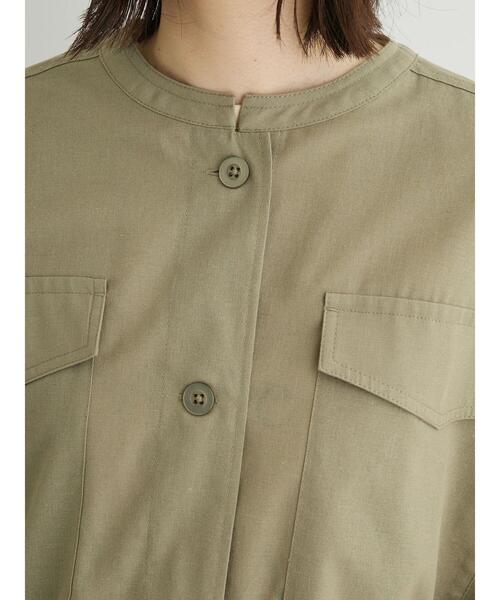 Green Parks(グリーンパークス)の「綿麻混ノーカラーブルゾン(ブルゾン・レディース・ライトカーキ/グレー・FREE)」の10枚目の写真