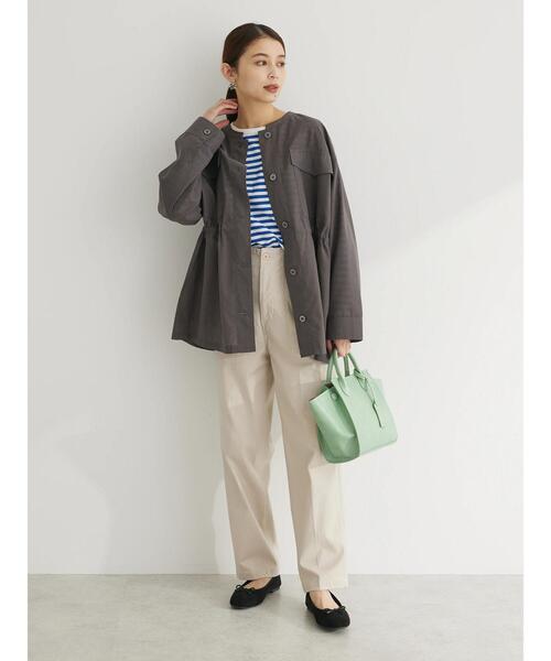 Green Parks(グリーンパークス)の「綿麻混ノーカラーブルゾン(ブルゾン・レディース・ライトカーキ/グレー・FREE)」の14枚目の写真