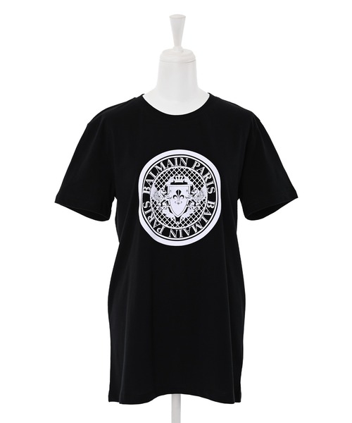 BALMAIN(バルマン)の「【BALMAIN KIDS】フェルトマークTシャツ(Tシャツ/カットソー・レディース・ブラック・12Y/14Y)」の1枚目の写真