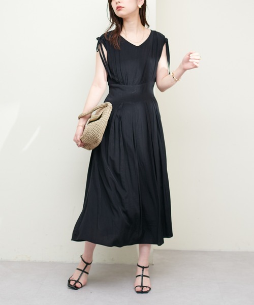 ドロストリボンハイウエストワンピース