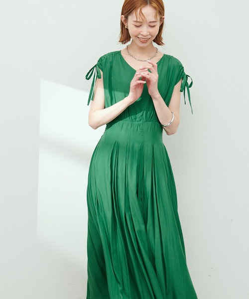 ドロストリボンハイウエストワンピース