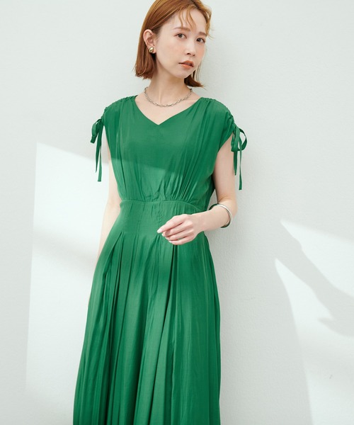 ドロストリボンハイウエストワンピース