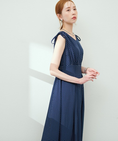 ドロストリボンハイウエストワンピース