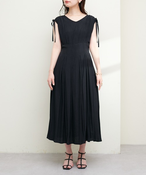 ドロストリボンハイウエストワンピース