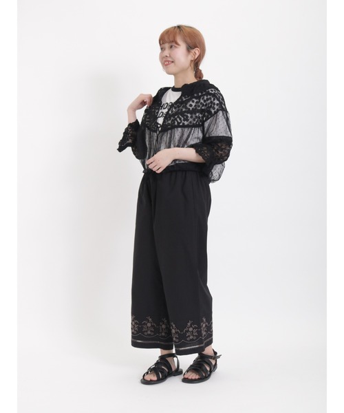 Samansa Mos2（サマンサ モスモス）の「チュールパッチワーク羽織りブラウス（シャツ/ブラウス・レディース・ブラック/キナリ・ﾌﾘ-）」の3枚目の写真