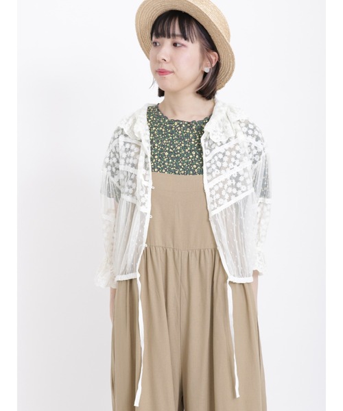 Samansa Mos2（サマンサ モスモス）の「チュールパッチワーク羽織りブラウス（シャツ/ブラウス・レディース・ブラック/キナリ・ﾌﾘ-）」の5枚目の写真