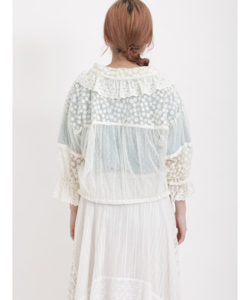 Samansa Mos2（サマンサ モスモス）の「チュールパッチワーク羽織りブラウス（シャツ/ブラウス・レディース・ブラック/キナリ・ﾌﾘ-）」の15枚目の写真