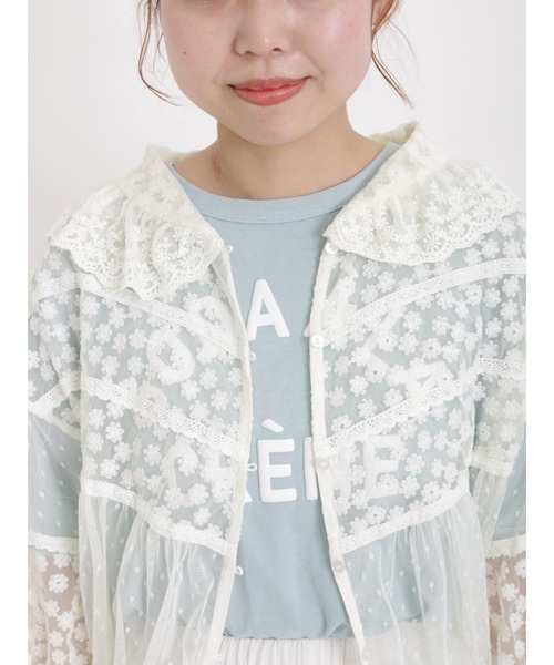 Samansa Mos2（サマンサ モスモス）の「チュールパッチワーク羽織りブラウス（シャツ/ブラウス・レディース・ブラック/キナリ・ﾌﾘ-）」の16枚目の写真