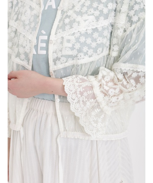 Samansa Mos2（サマンサ モスモス）の「チュールパッチワーク羽織りブラウス（シャツ/ブラウス・レディース・ブラック/キナリ・ﾌﾘ-）」の18枚目の写真