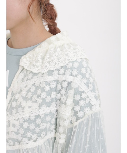 Samansa Mos2（サマンサ モスモス）の「チュールパッチワーク羽織りブラウス（シャツ/ブラウス・レディース・ブラック/キナリ・ﾌﾘ-）」の17枚目の写真