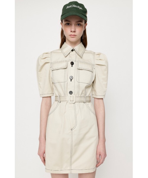 SLY(スライ)の「TUCK SLEEVE WORK S/OP タックスリーブ ワーク ショート ワンピース ミニワンピース デニムディテール ステッチ(ワンピース・レディース・ブラック/アイボリー・1/2)」の14枚目の写真