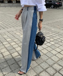 meJane | バックデニムドッキングタックワイドパンツ(デニムパンツ)
