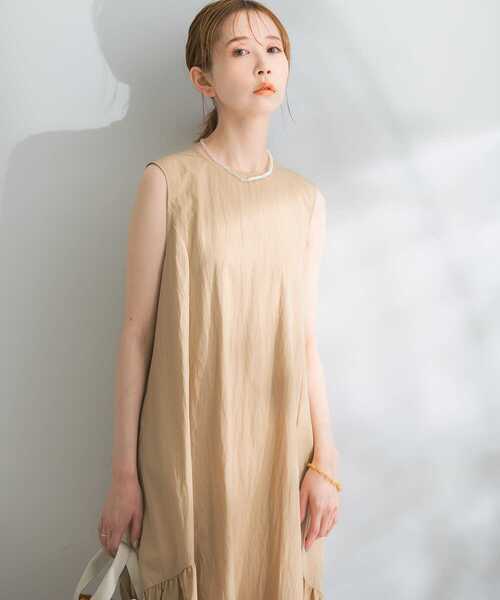 コットンナイロンギャザーワンピース