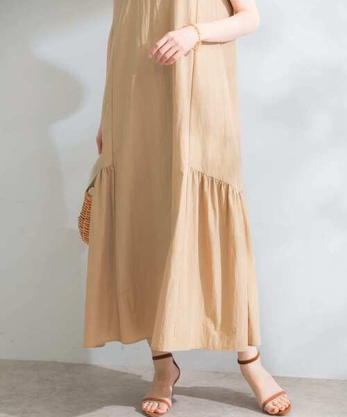 コットンナイロンギャザーワンピース