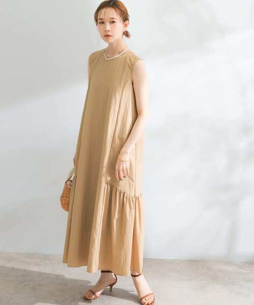 コットンナイロンギャザーワンピース