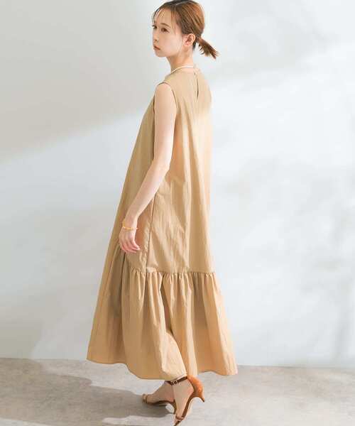 コットンナイロンギャザーワンピース