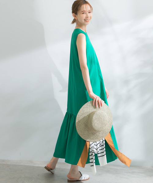 コットンナイロンギャザーワンピース