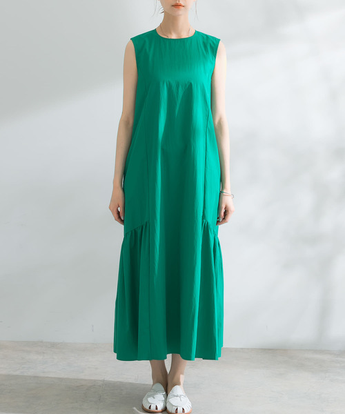 コットンナイロンギャザーワンピース
