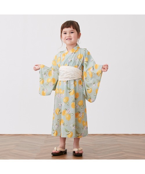 petit main（プティマイン）の「【WEB限定】【プティプラ】レモン総柄浴衣（浴衣・キッズ・ミント・90cm/130cm/110cm/120cm/100cm）」の6枚目の写真