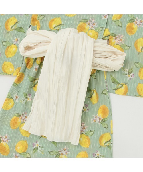 petit main（プティマイン）の「【WEB限定】【プティプラ】レモン総柄浴衣（浴衣・キッズ・ミント・90cm/130cm/110cm/120cm/100cm）」の2枚目の写真