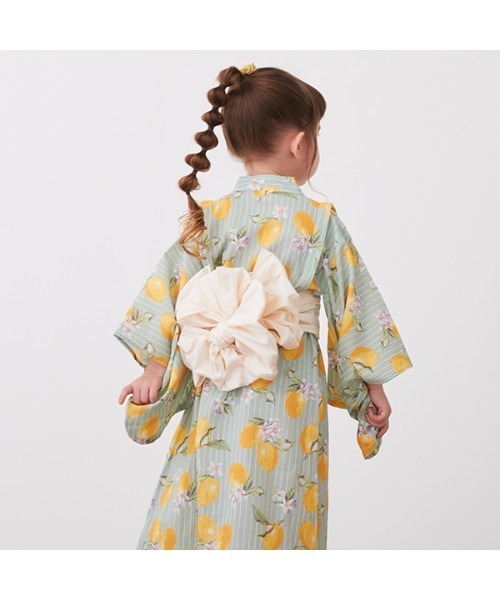 petit main（プティマイン）の「【WEB限定】【プティプラ】レモン総柄浴衣（浴衣・キッズ・ミント・90cm/130cm/110cm/120cm/100cm）」の3枚目の写真