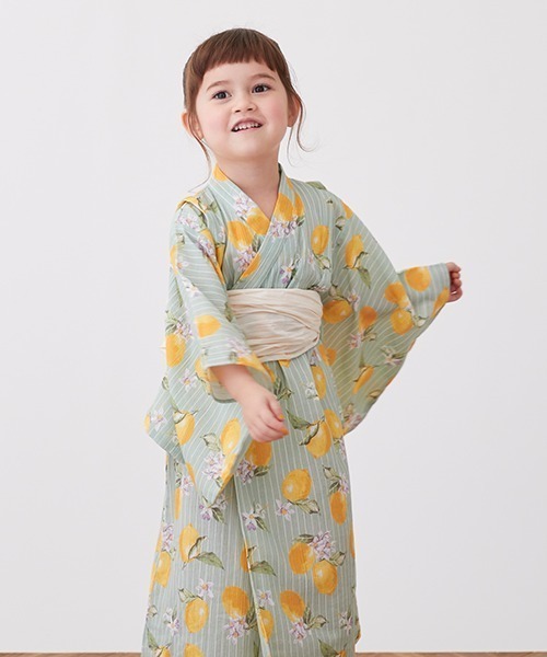 petit main（プティマイン）の「【WEB限定】【プティプラ】レモン総柄浴衣（浴衣・キッズ・ミント・90cm/130cm/110cm/120cm/100cm）」の22枚目の写真
