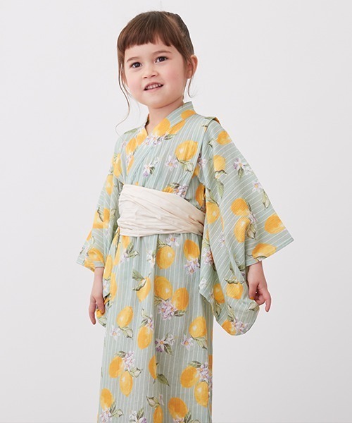 petit main（プティマイン）の「【WEB限定】【プティプラ】レモン総柄浴衣（浴衣・キッズ・ミント・90cm/130cm/110cm/120cm/100cm）」の21枚目の写真