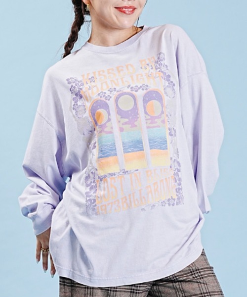 BILLABONG(ビラボン)の「BILLABONG/ビラボン ロンT ビンテージグラフィック WASH加工 BD014-053(Tシャツ/カットソー・レディース・ブラック/パープル・M/L)」の1枚目の写真