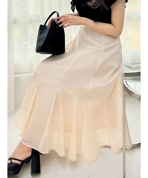 dazzlin（ダズリン）の「シアーランダムフレアスカート（スカート・レディース・アイボリー/ブラウン/グレー・SMALL/MEDIUM）」の4枚目の写真